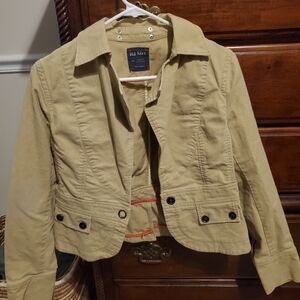 Old Navy Khaki Cotton Cropped Jacket size small good condition